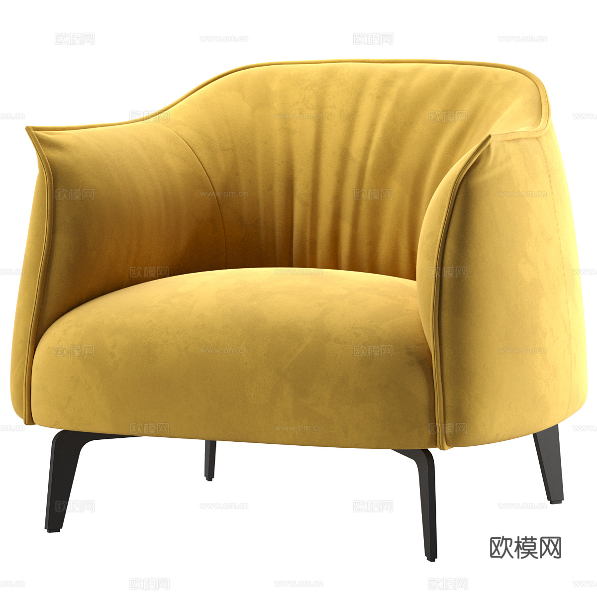 现代意式布艺扶手椅3d模型
