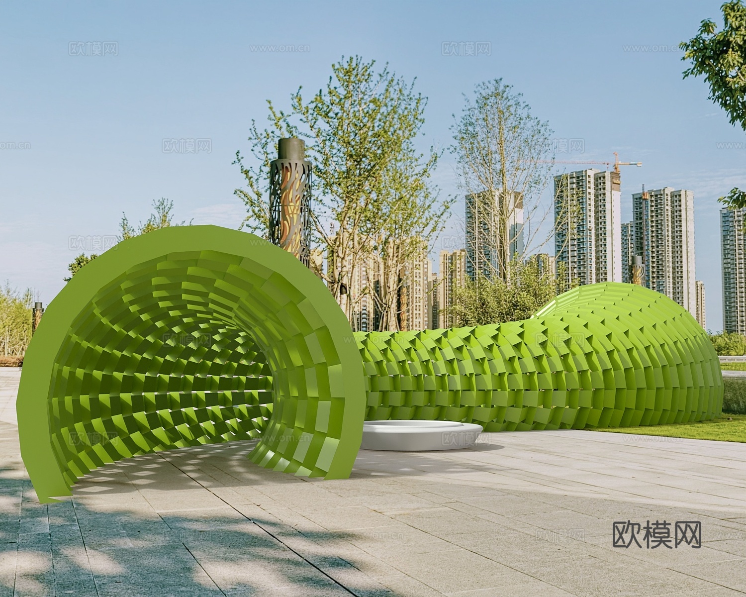 公用椅公园椅公园休闲椅公园景3d模型
