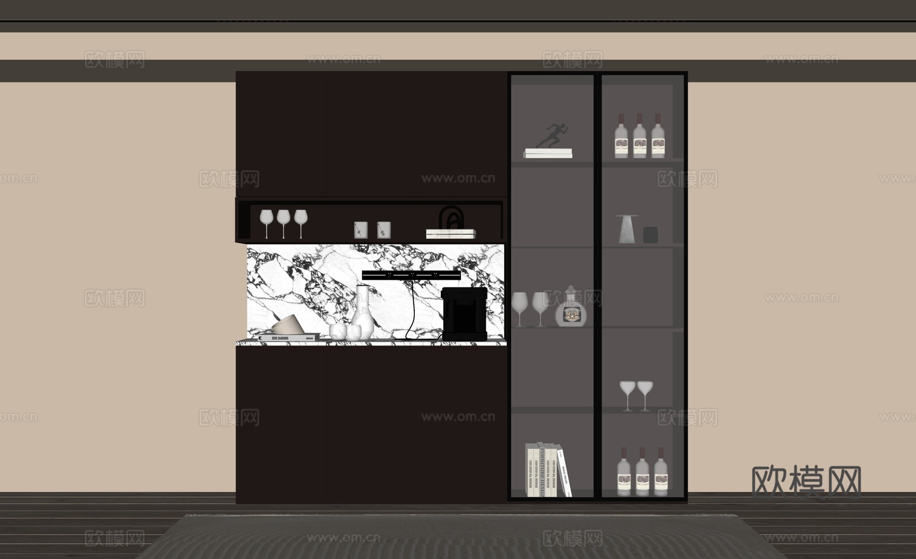 现代意式酒柜 餐边柜su模型