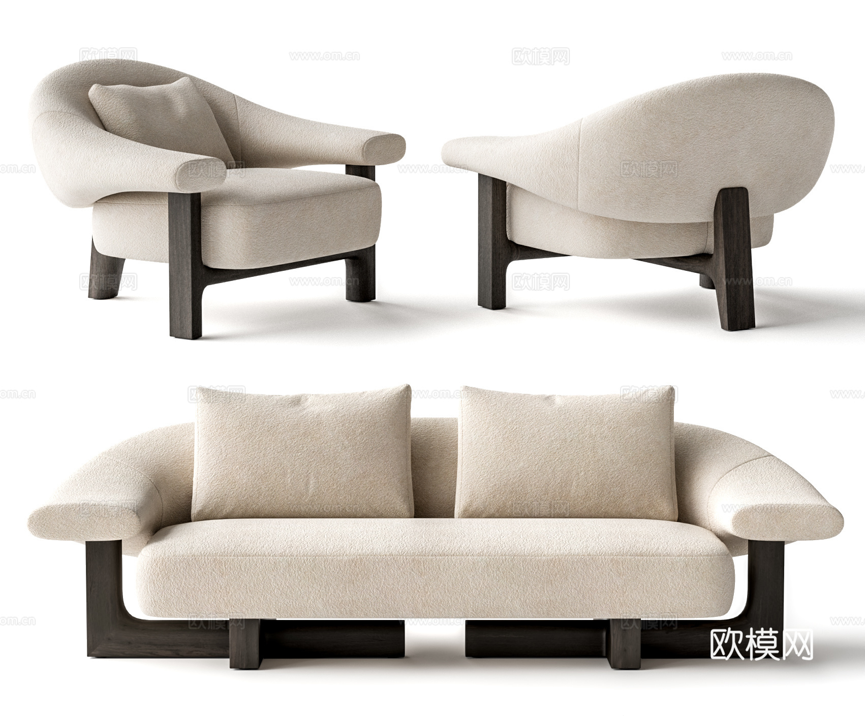 poliform Owen Armchair沙发椅 双人沙发su模型