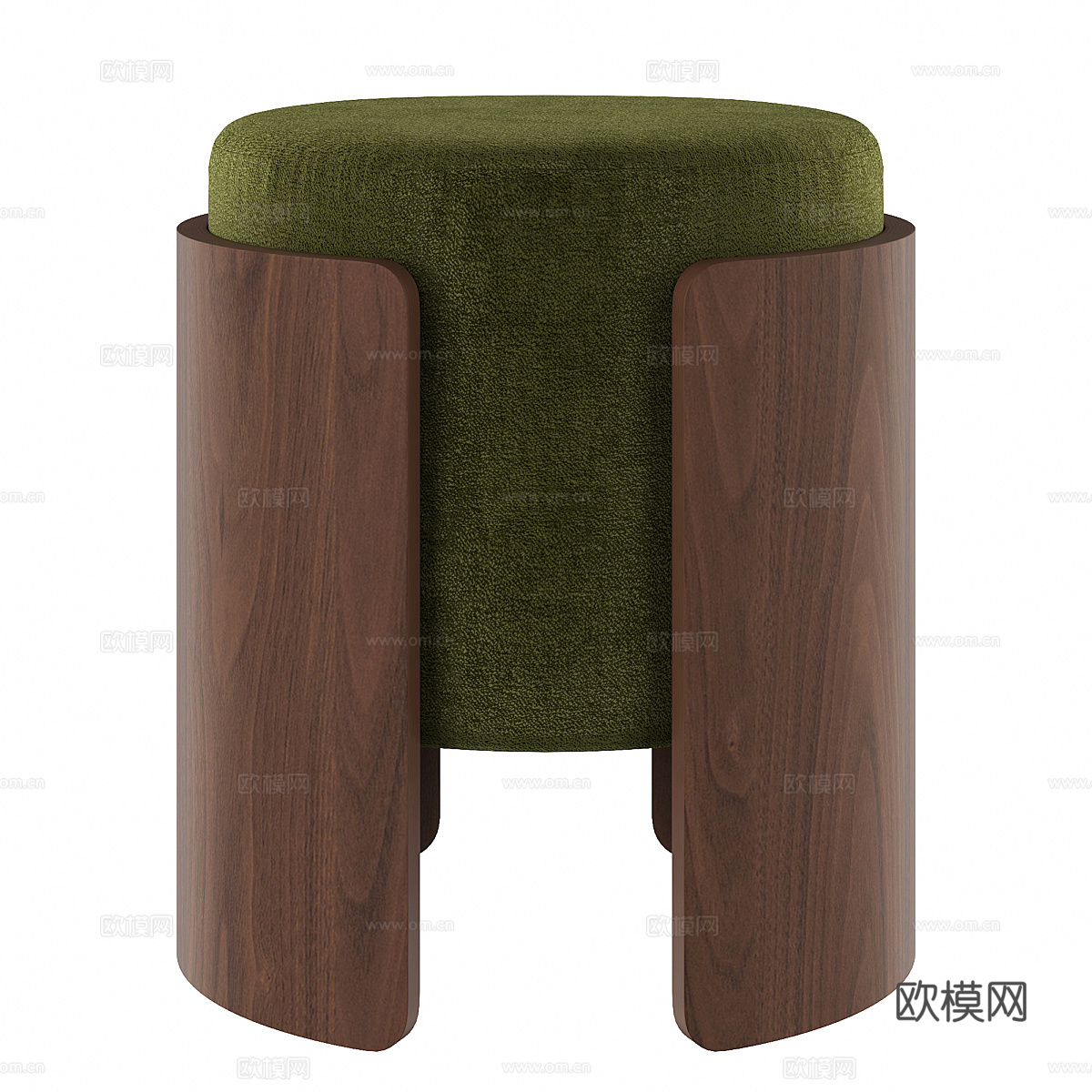 新中式木质布艺圆凳3d模型