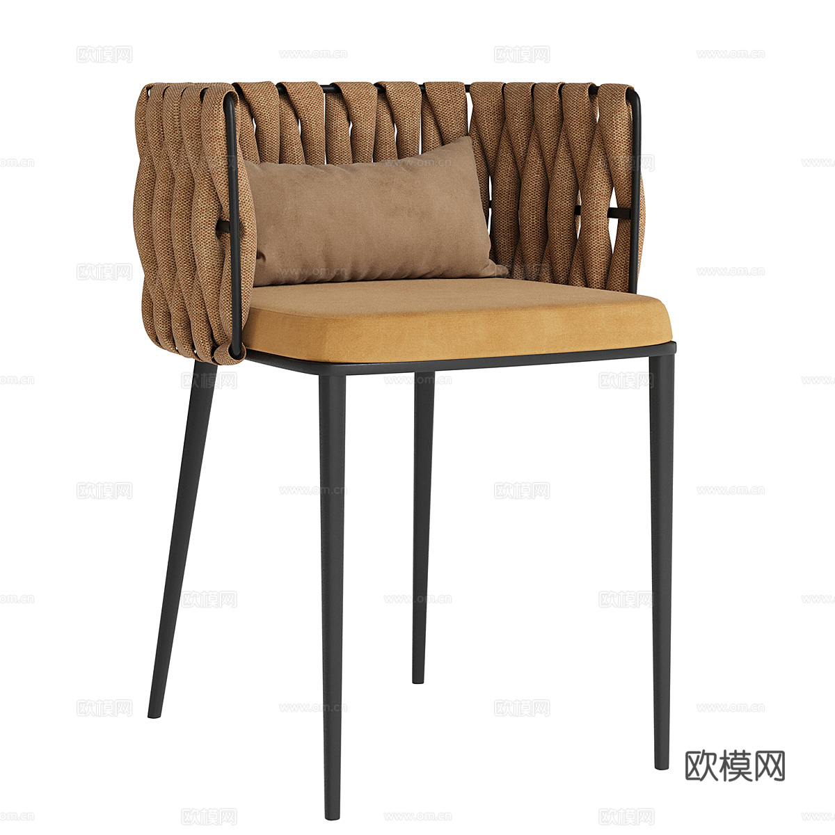 现代意式布艺藤编单椅3d模型