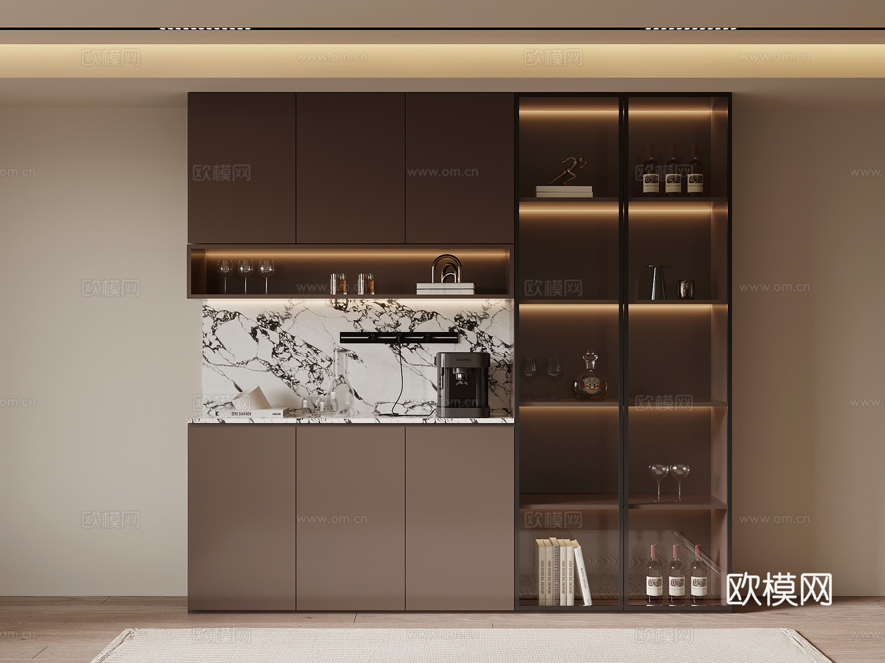 现代意式酒柜 餐边柜3d模型