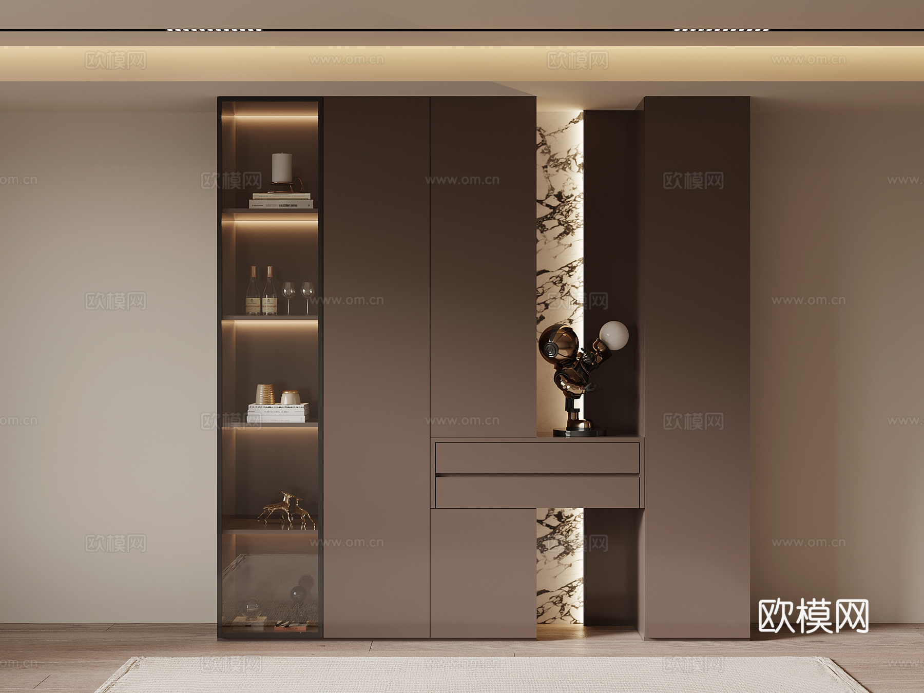 现代意式酒柜 餐边柜3d模型