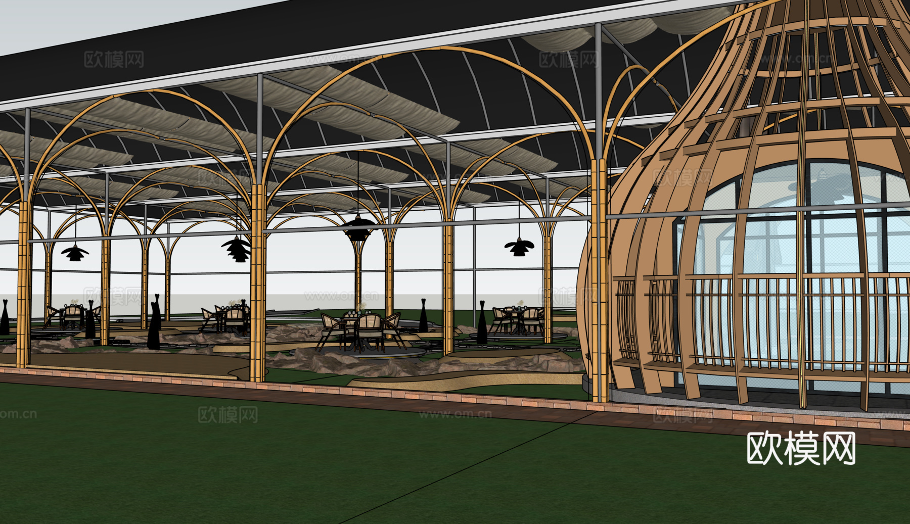 餐厅su模型下载（渲染图3）