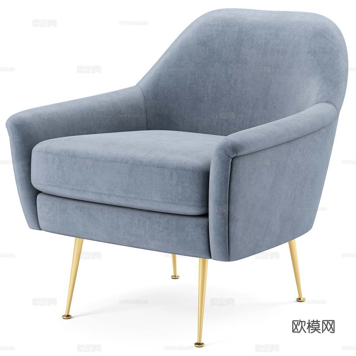 现代意式轻奢布艺扶手椅3d模型