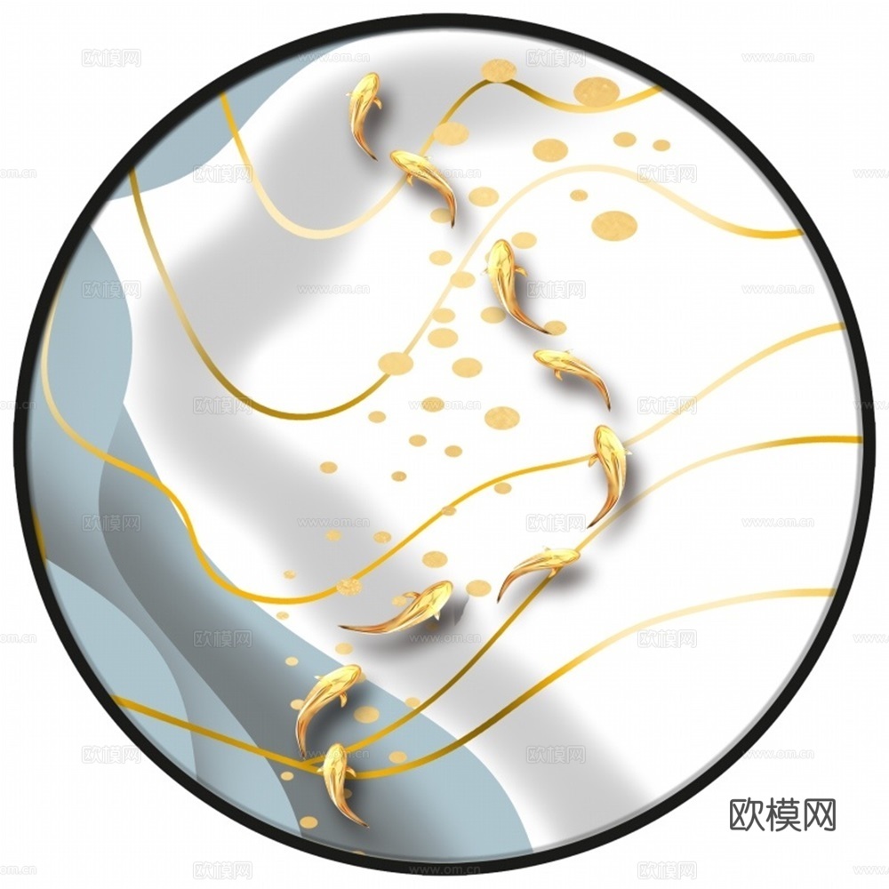 新中式圆形装饰画壁画