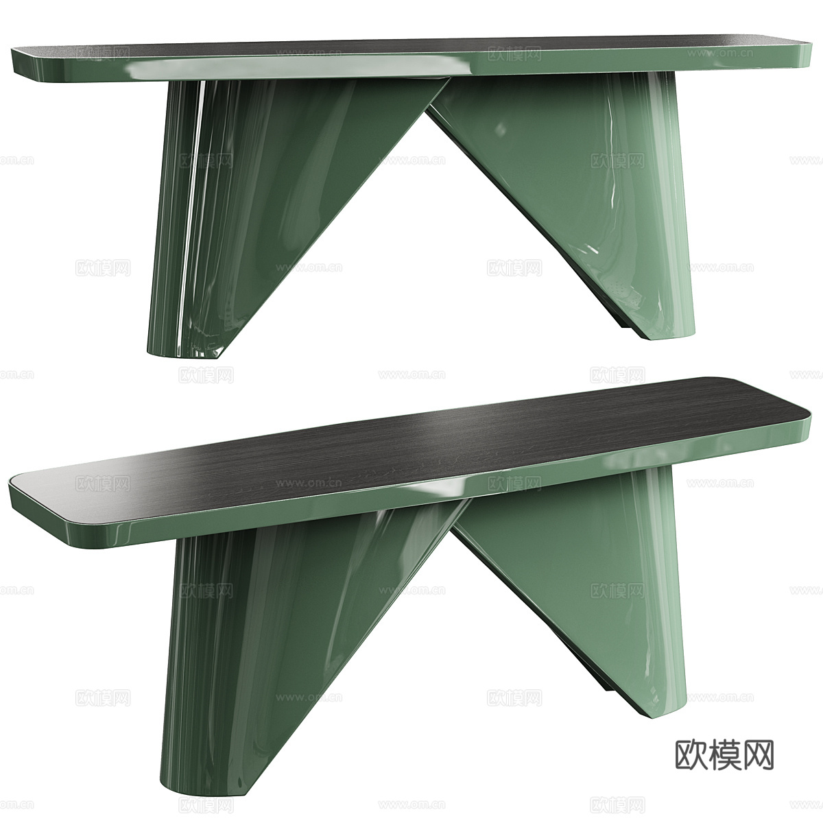 现代意式长餐桌3d模型