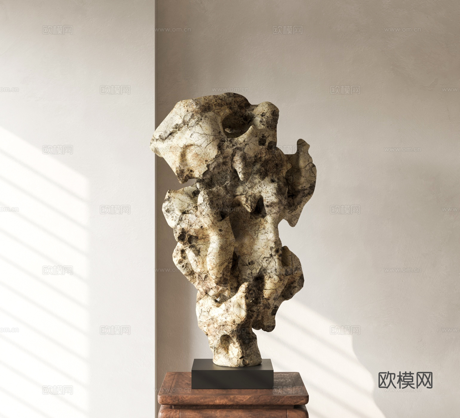 新中式太湖石摆件 自然石雕塑摆件 天然石雕塑摆件su模型