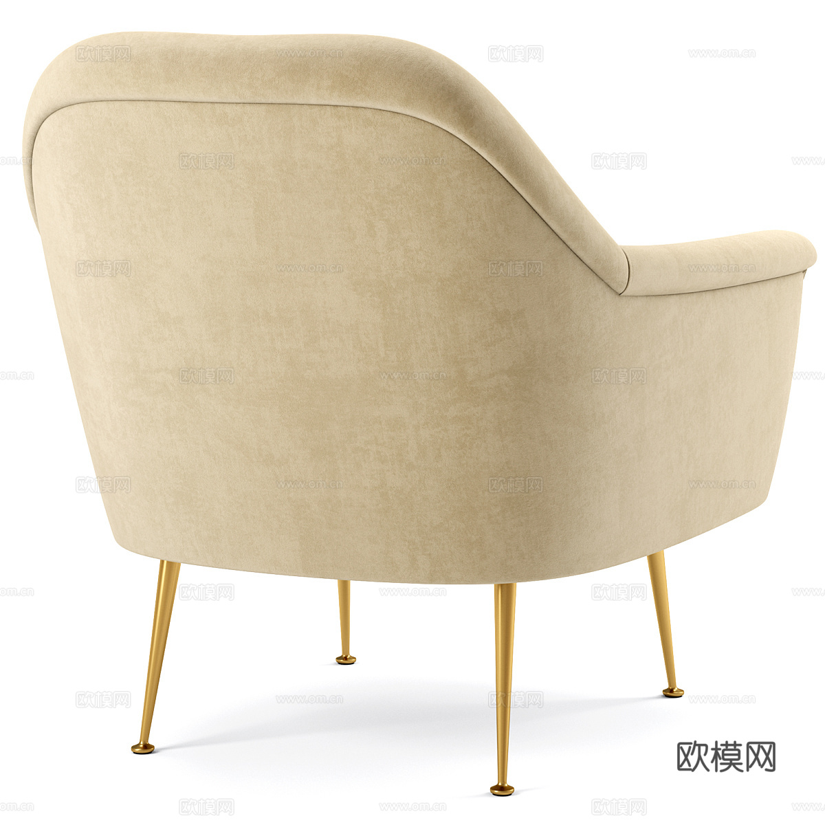 现代意式轻奢布艺扶手椅3d模型