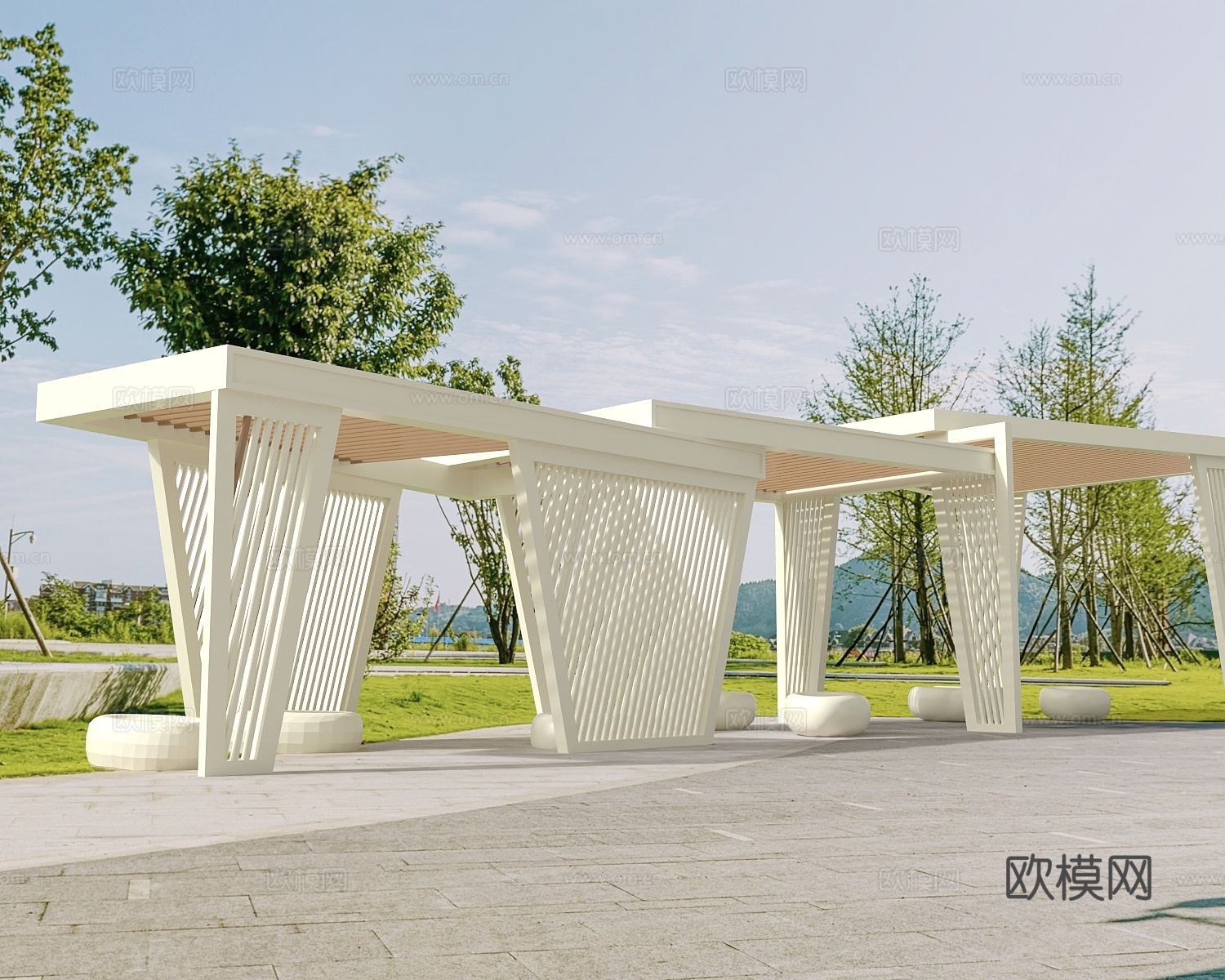 公用椅公园椅公园休闲椅公园景3d模型