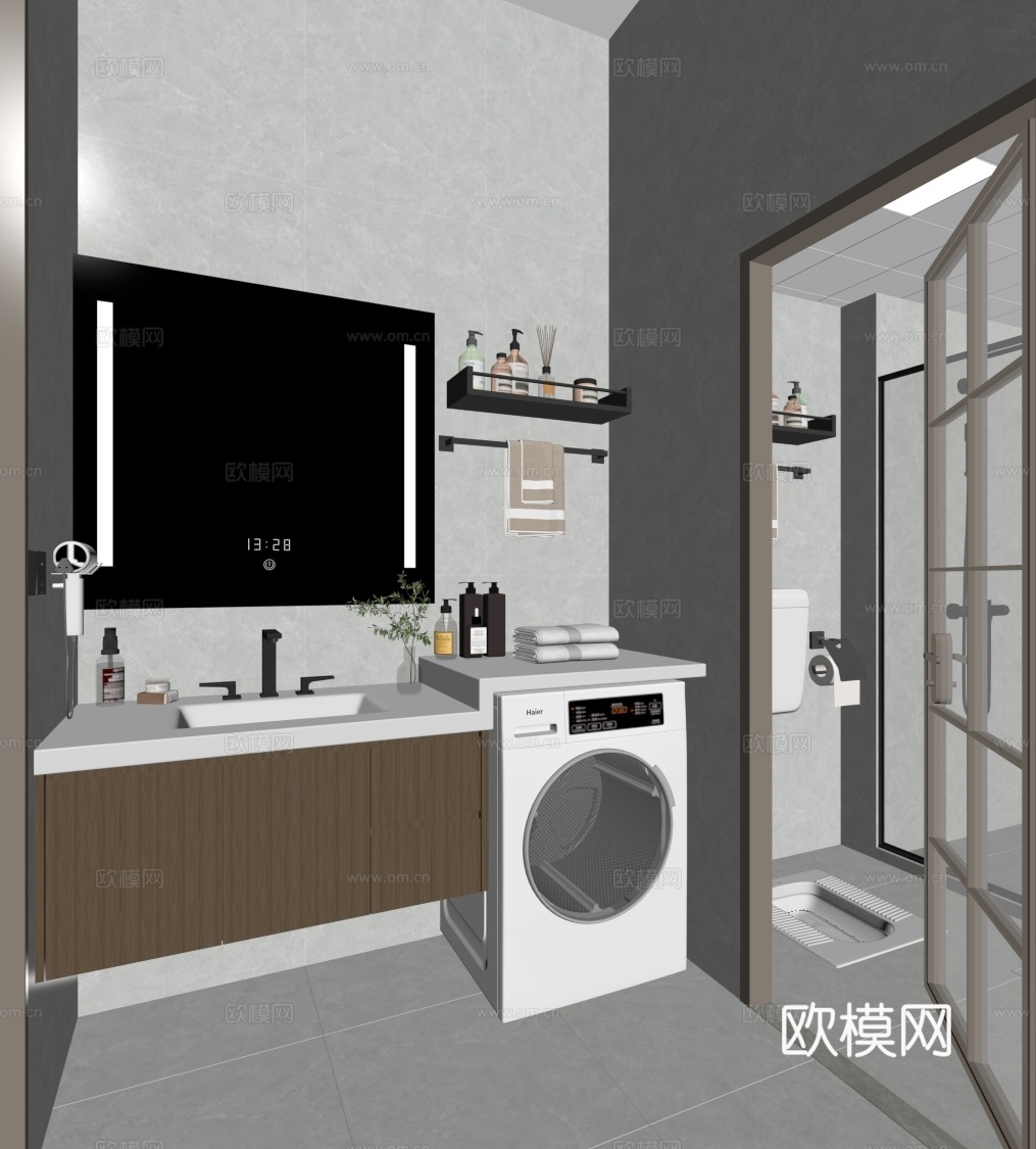 现代干湿分离卫生间3d模型
