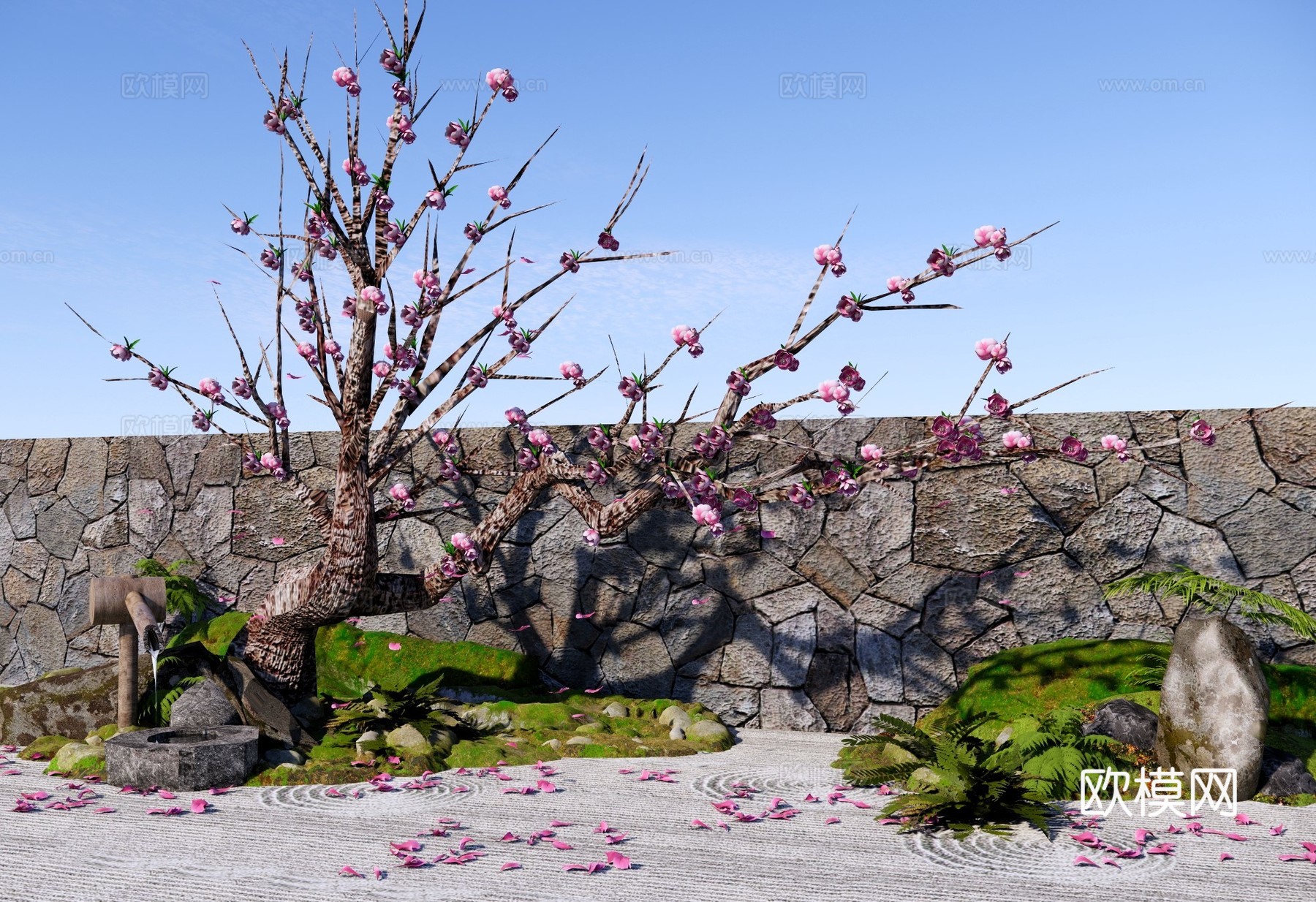 乔木 老桩桃花树 庭院桃花树 海棠花树 樱花树 景观造型花树su模型