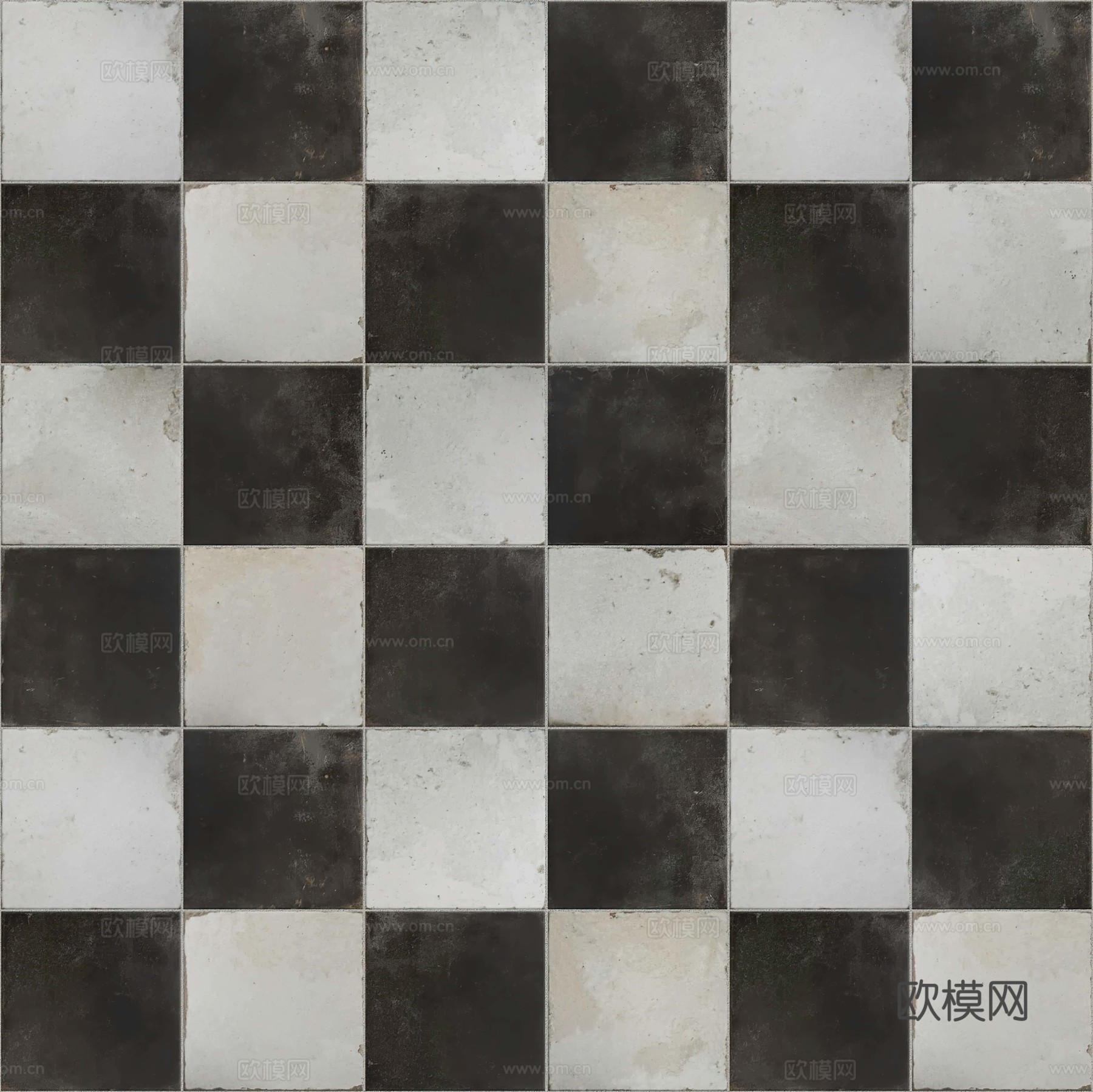 无缝黑白棋格仿古砖