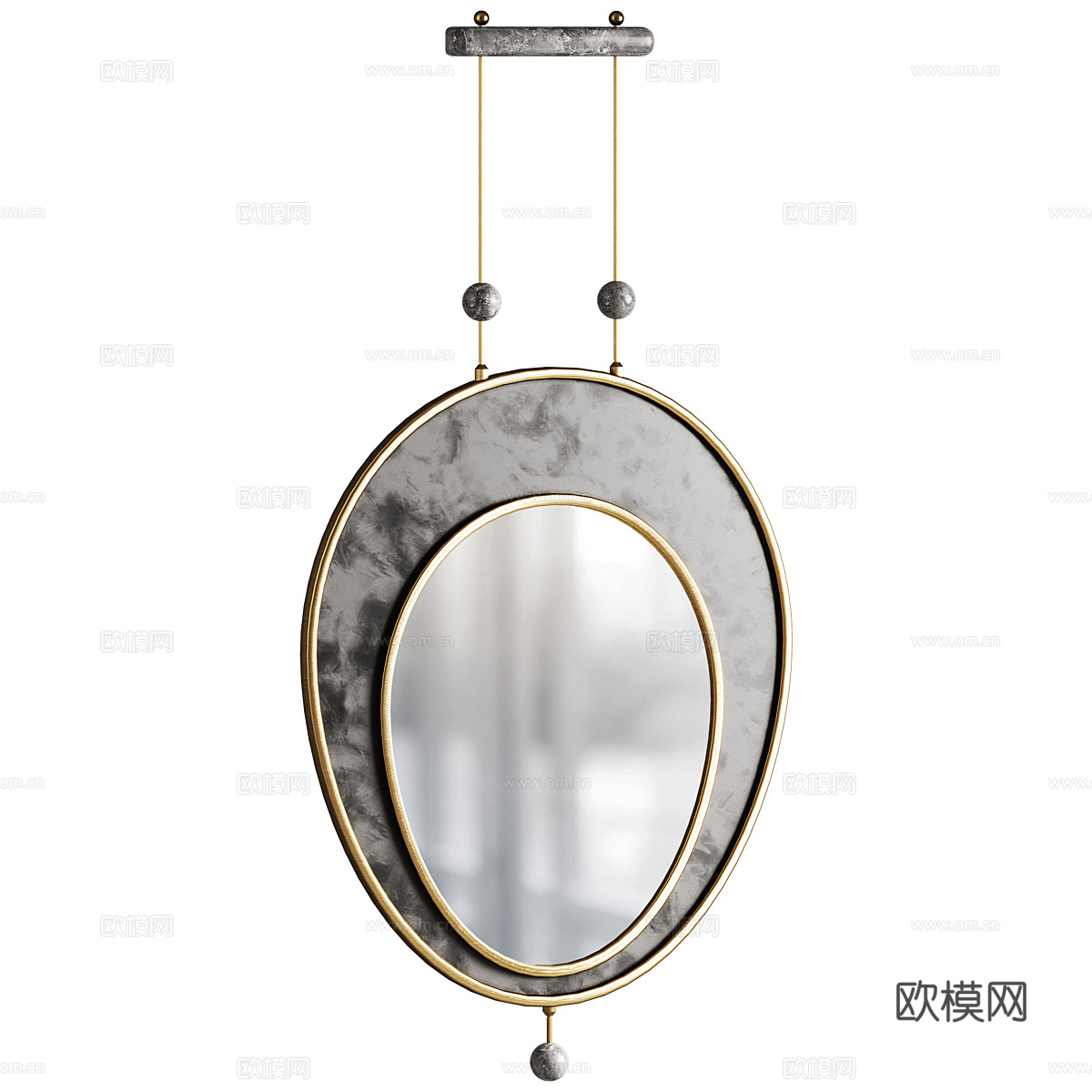 新中式轻奢装饰镜子3d模型