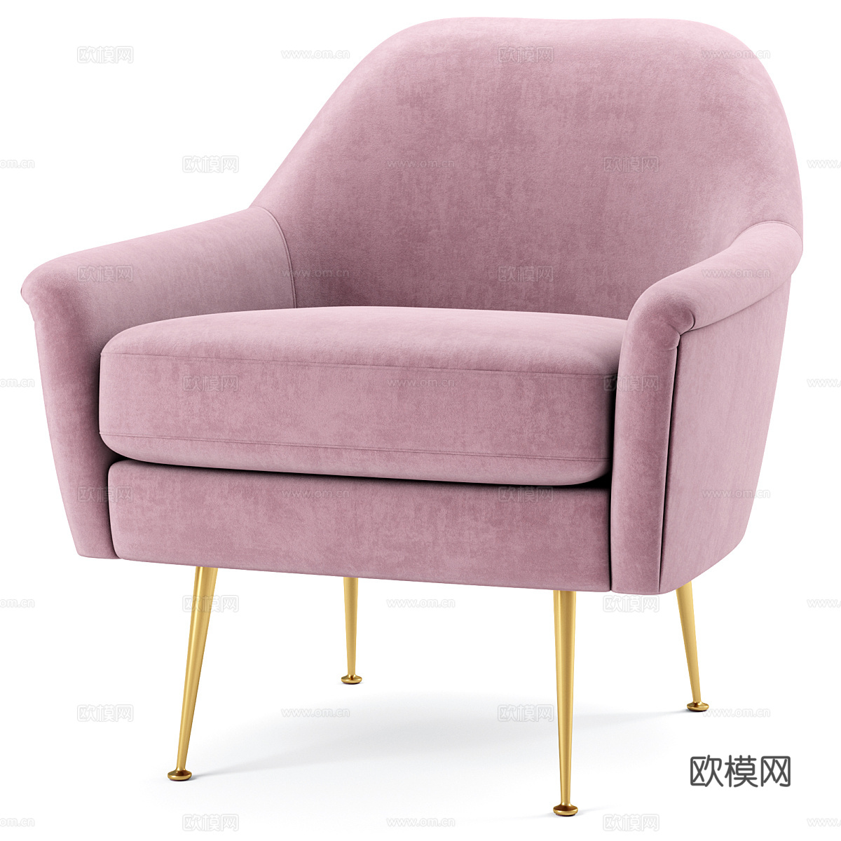 现代意式轻奢布艺扶手椅3d模型