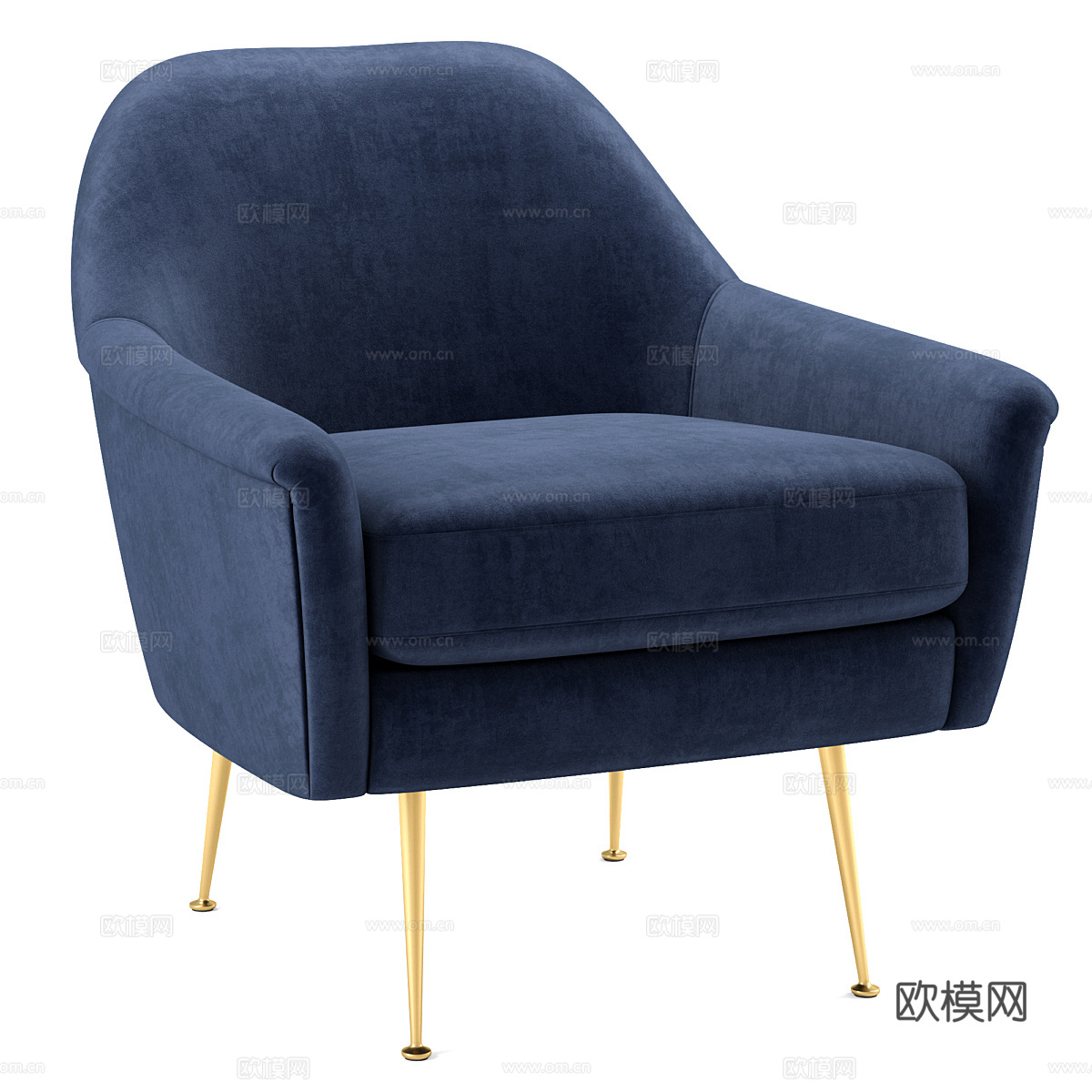 现代意式轻奢布艺扶手椅3d模型
