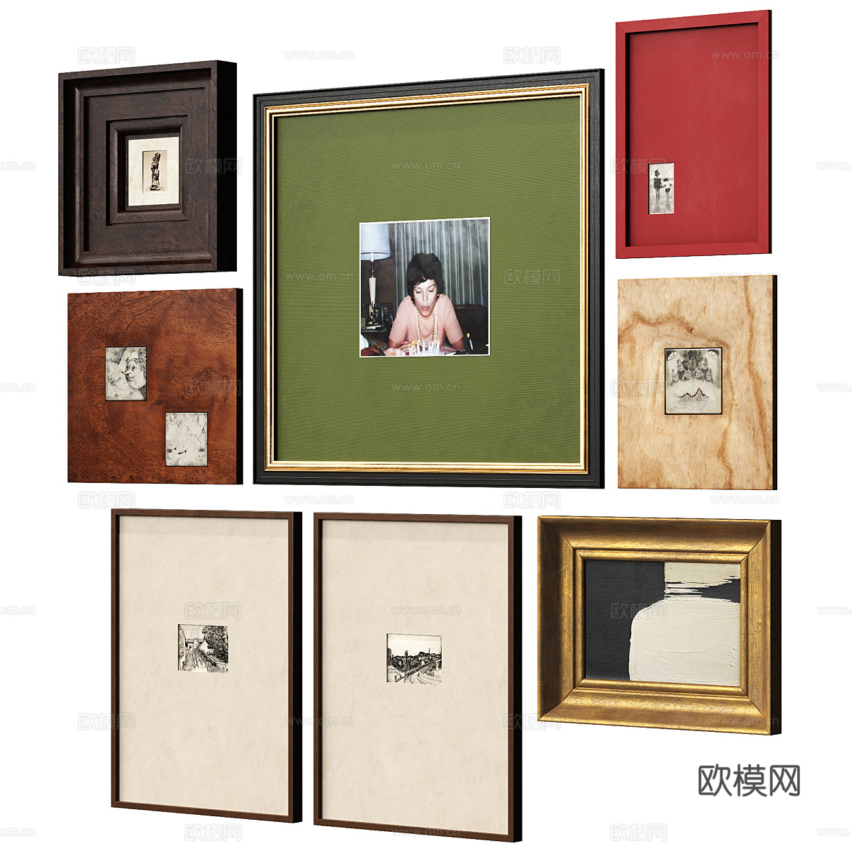 中古风复古装饰画框3d模型