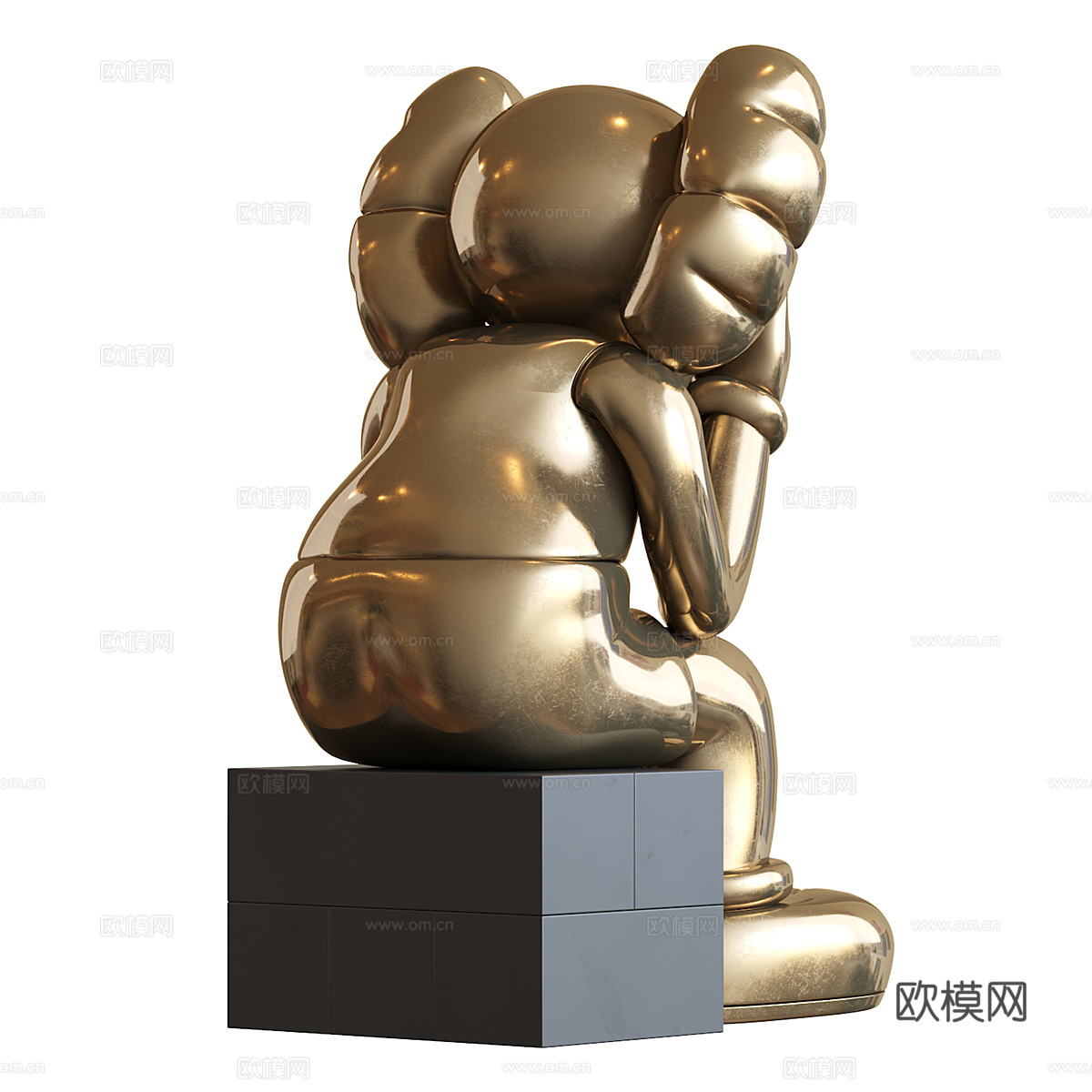 现代意式 KAWS 公仔雕塑3d模型