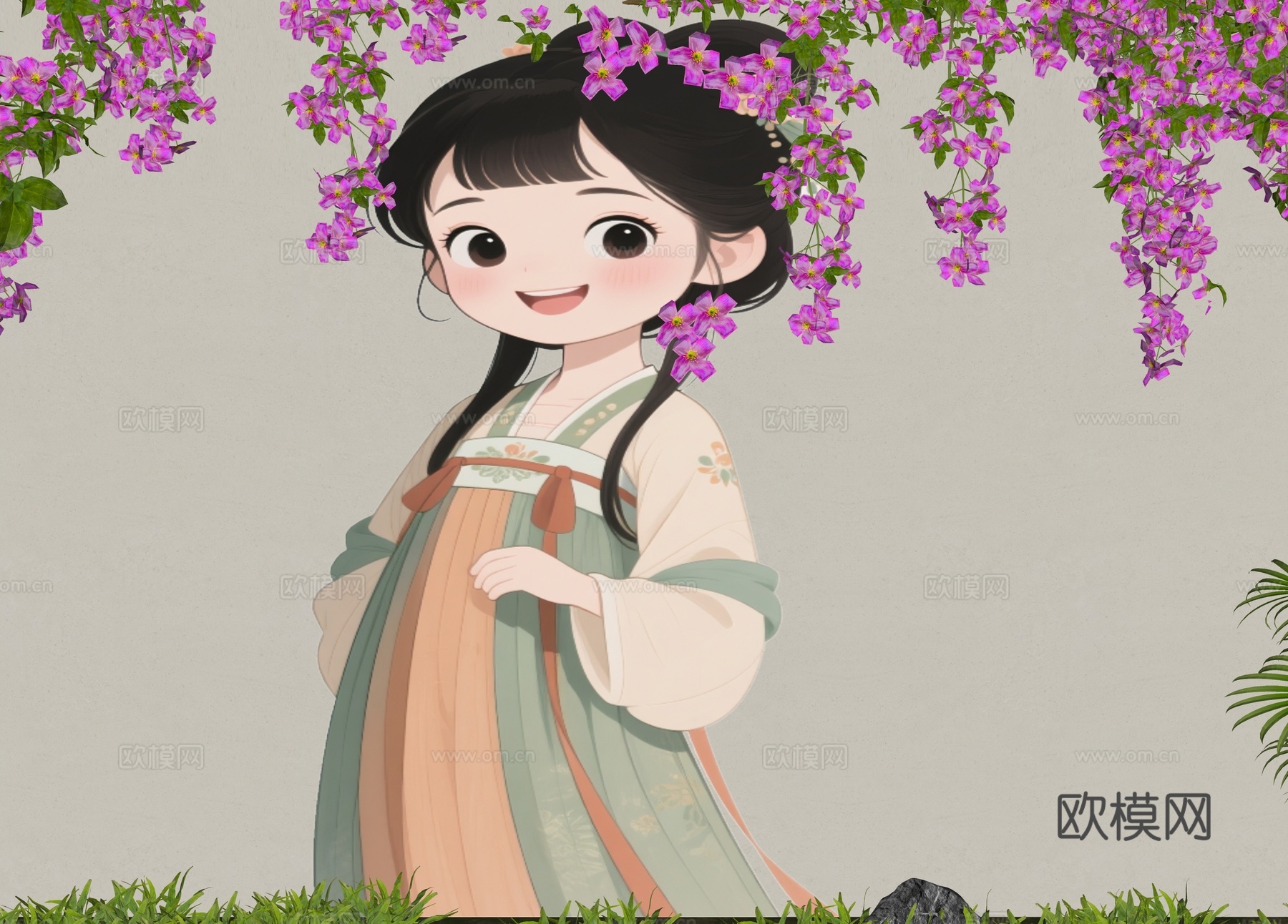 网红打卡墙 治愈少女围墙 美陈花朵围墙 植物花卉 藤爬植物花su模型