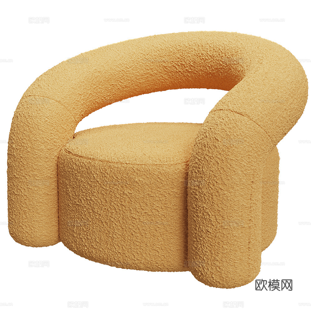 现代意式奶油风布艺扶手椅3d模型