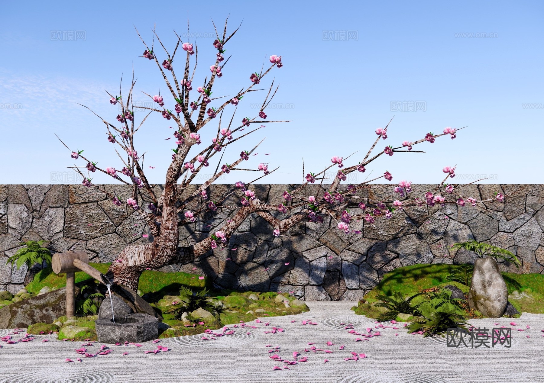 乔木 老桩桃花树 庭院桃花树 海棠花树 樱花树 景观造型花树su模型