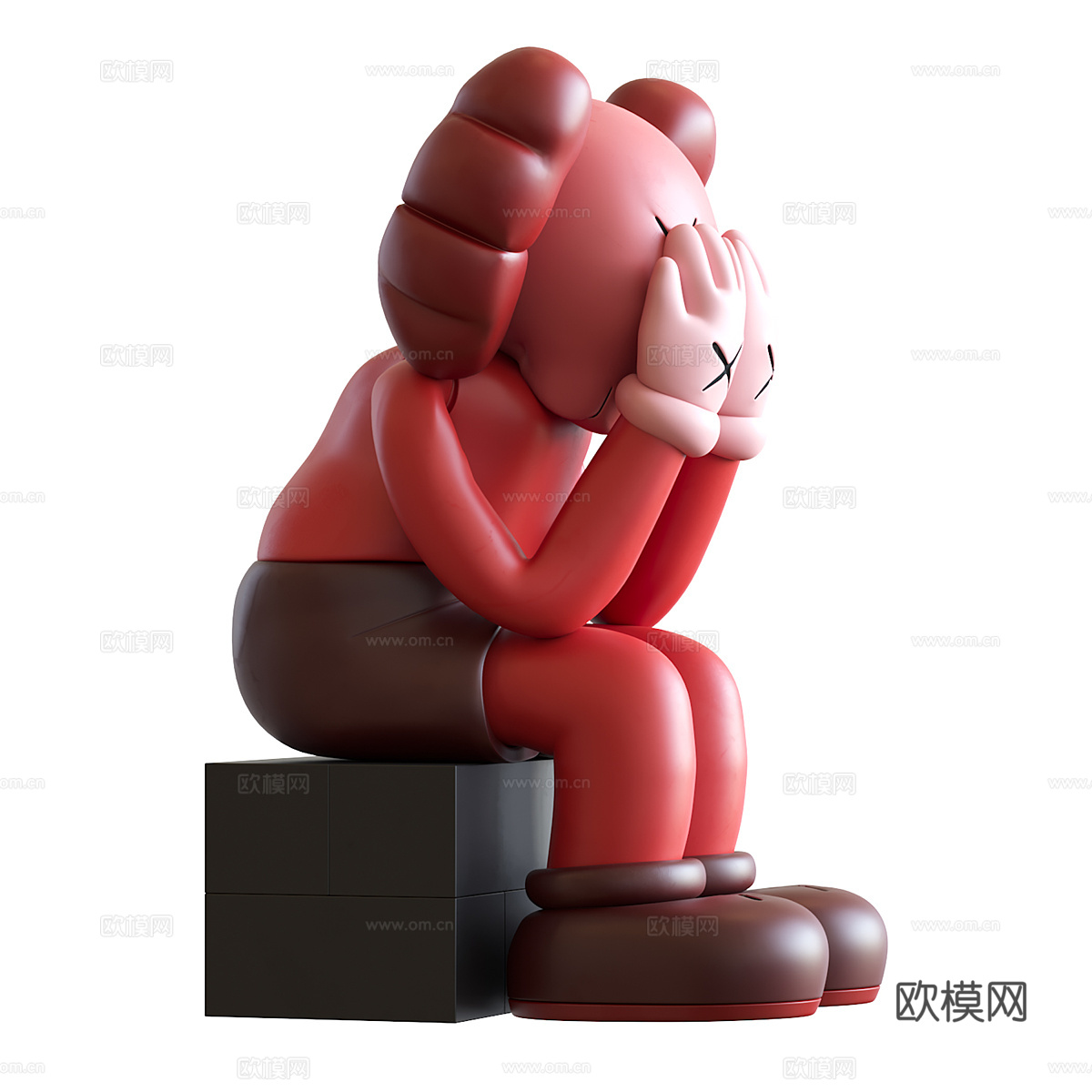 现代意式 KAWS 公仔雕塑3d模型