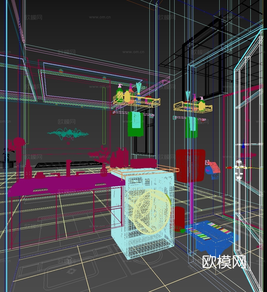 现代干湿分离卫生间3d模型