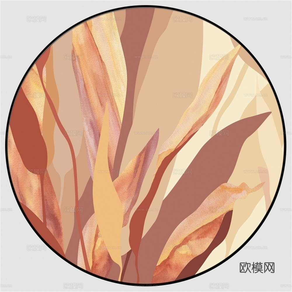 新中式圆形装饰画壁画