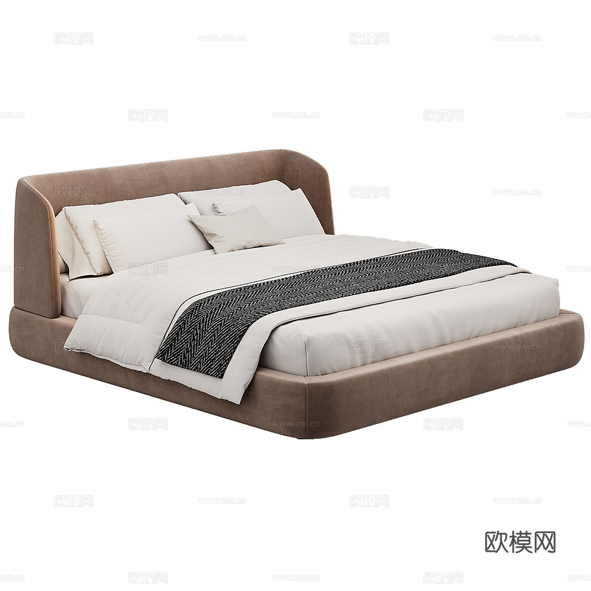 现代意式 MisuraEmme 布艺皮革双人床3d模型