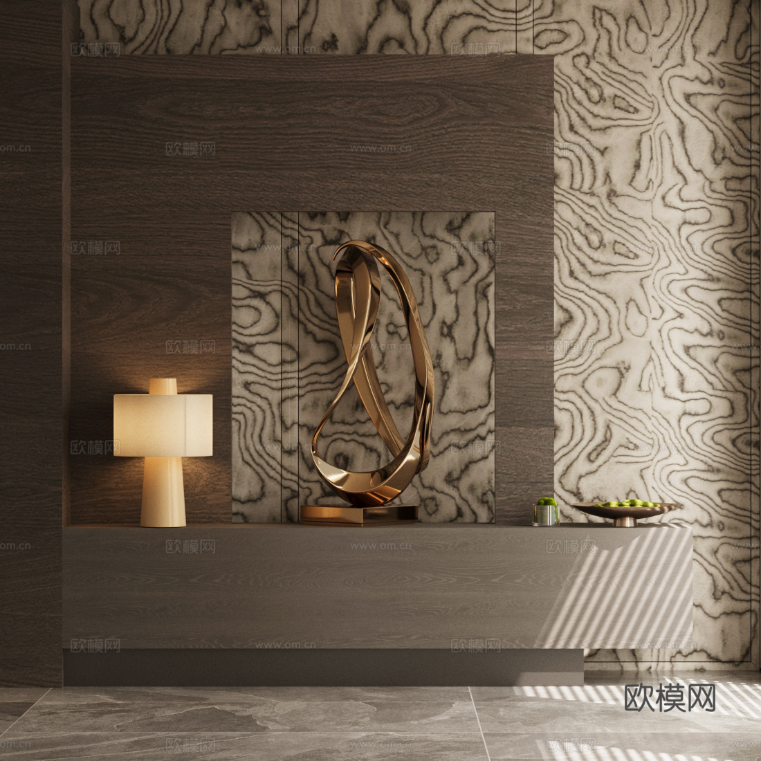 现代意式玄关 端景台玄关 中古风装饰性玄关 海派风玄关柜3d模型