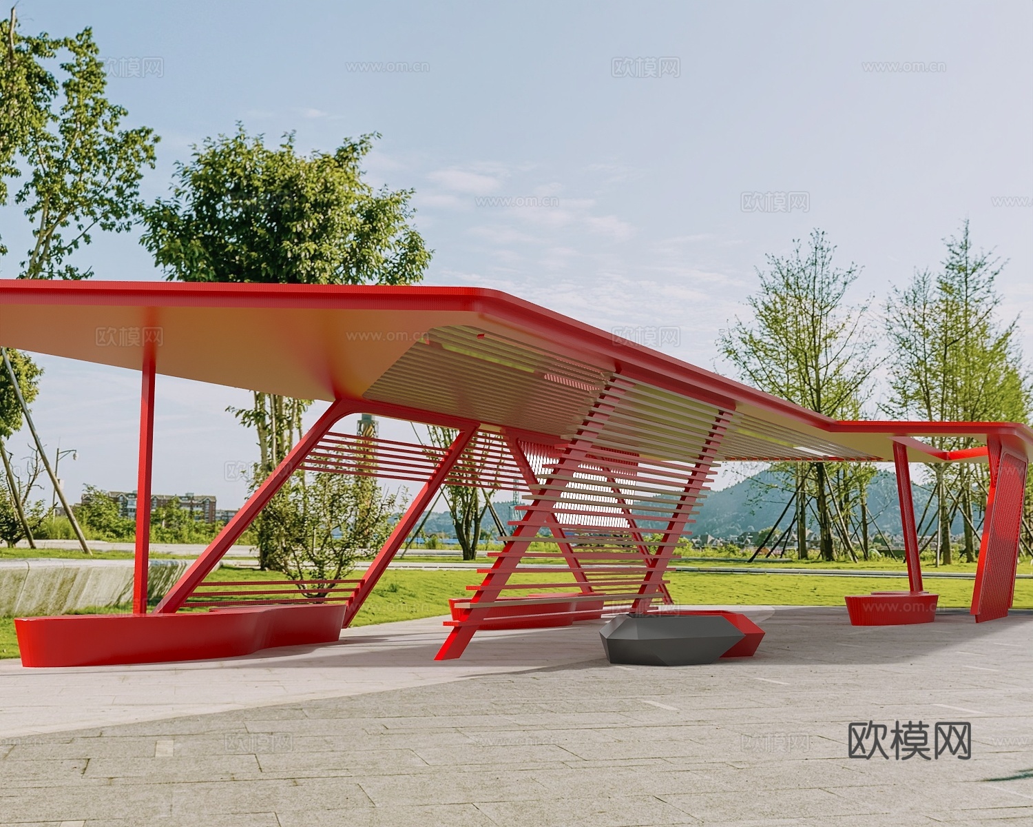 公用椅公园椅公园休闲椅公园景3d模型