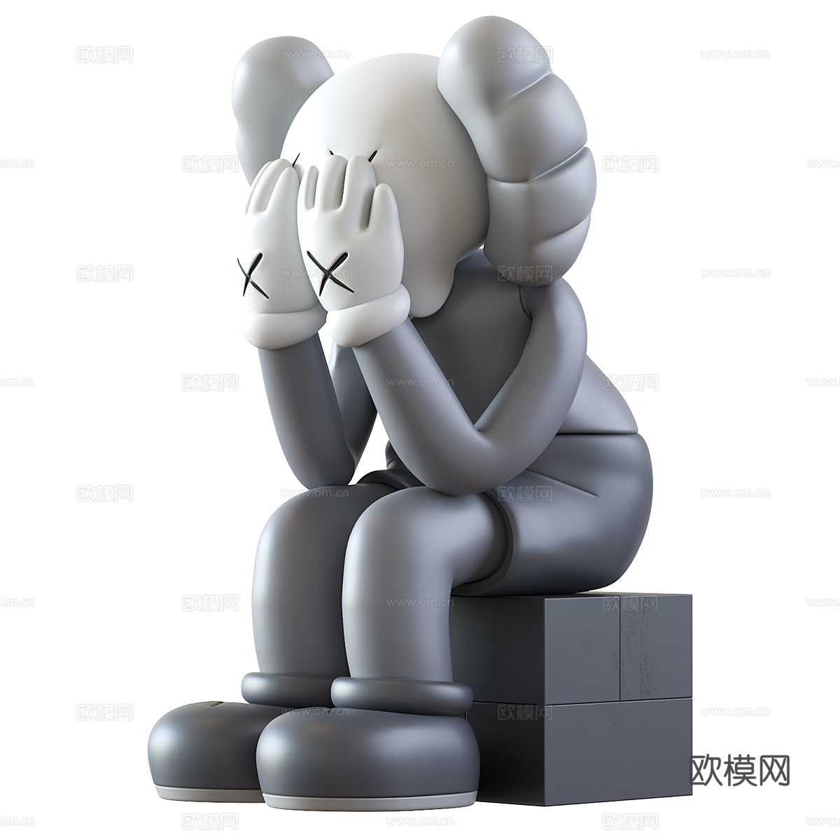 现代意式 KAWS 公仔雕塑3d模型