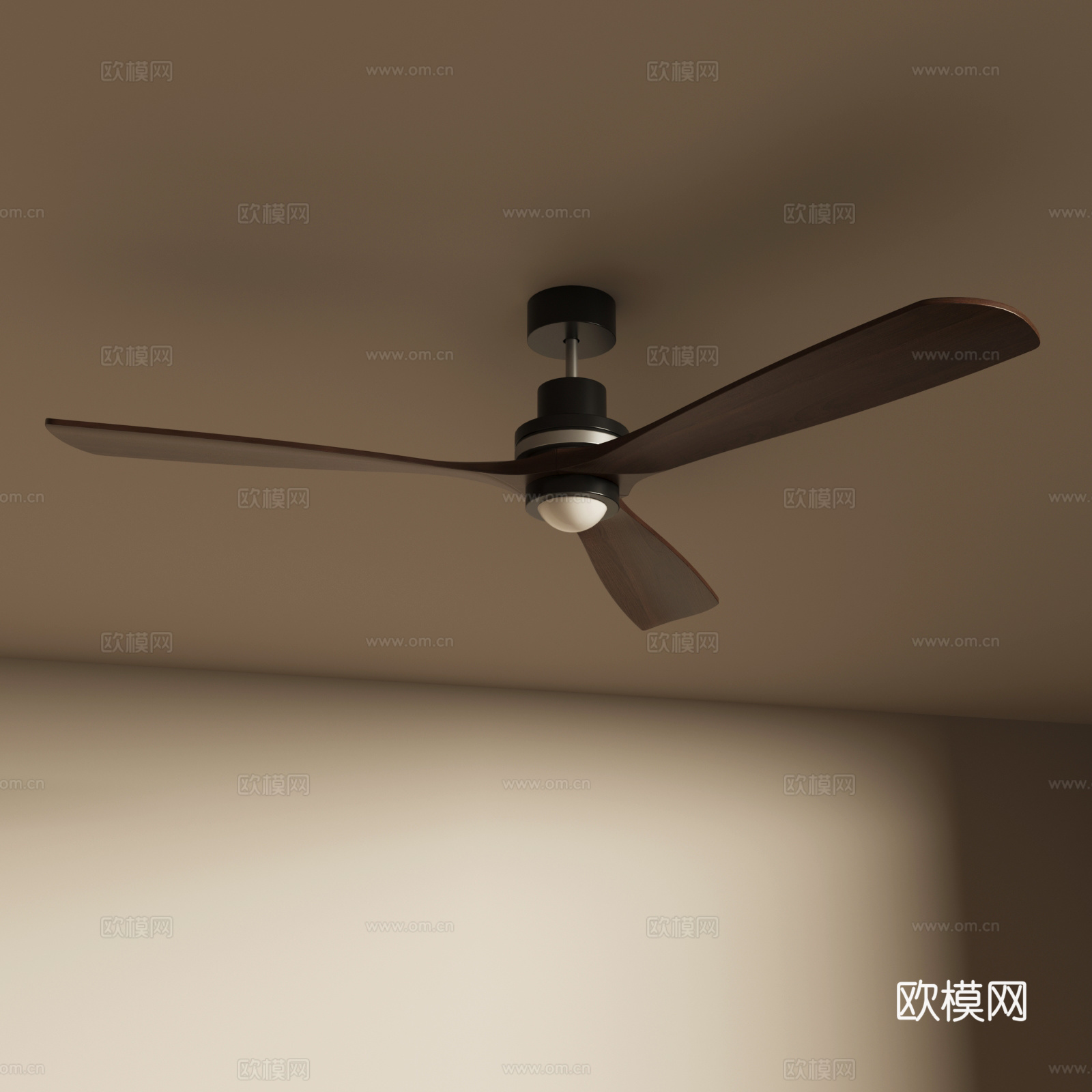 中古风风扇灯 实木风扇吊灯su模型