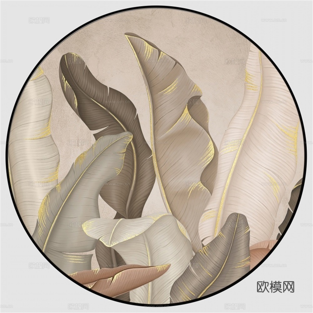 新中式圆形装饰画壁画