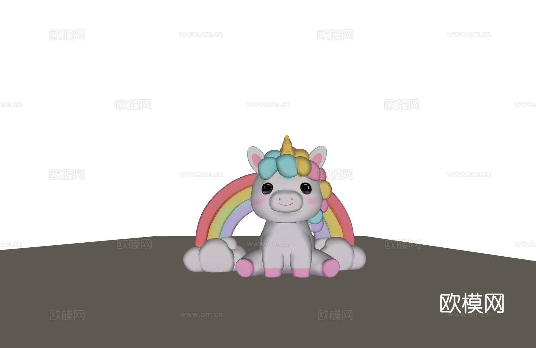 儿童娱乐区玩偶 独角兽玩偶 马小动物玩偶 网红艺术装置su模型