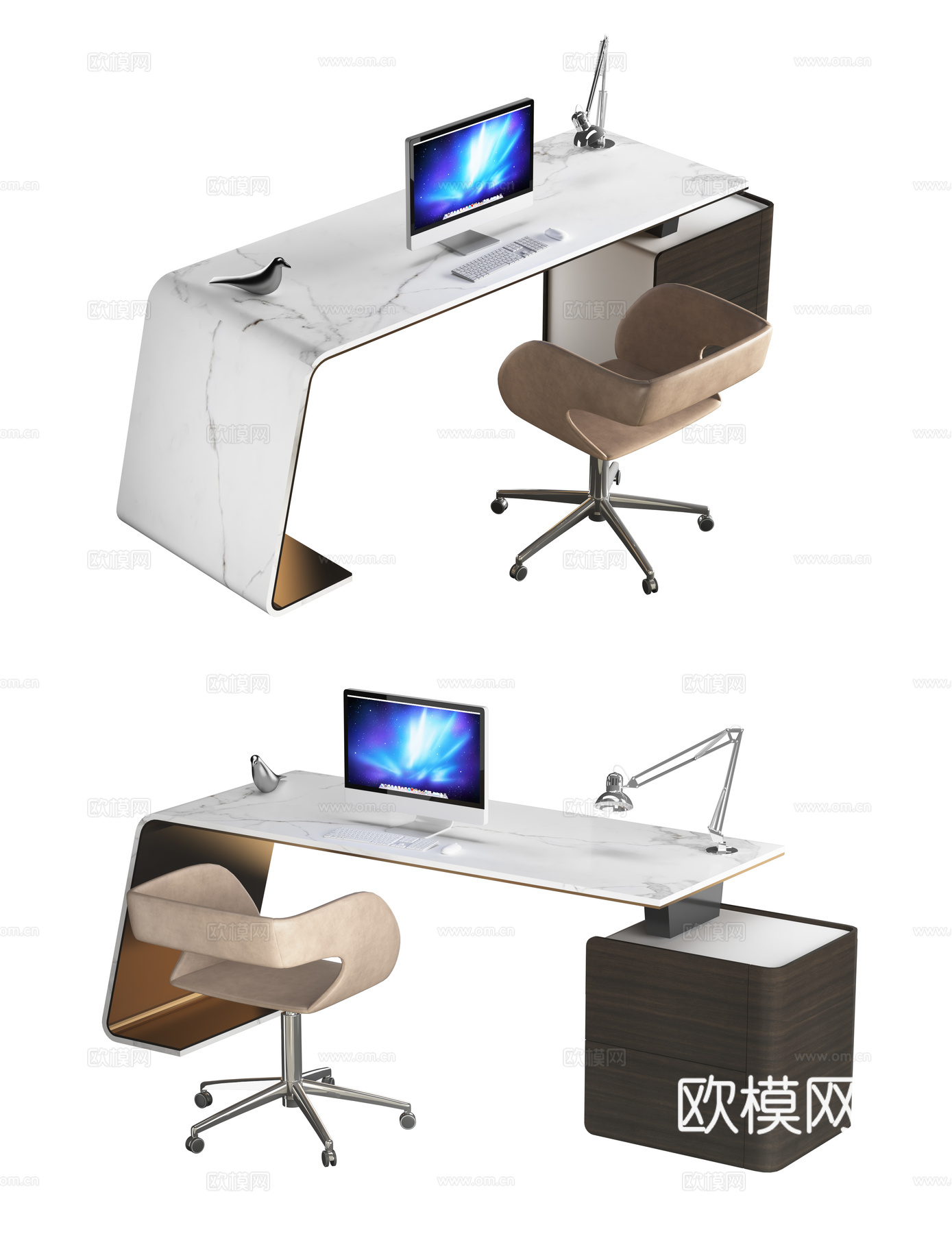 办公桌椅 电脑桌椅 经理桌椅 办公室桌椅 书桌椅3d模型