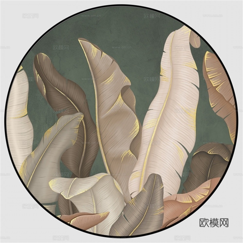新中式圆形装饰画壁画