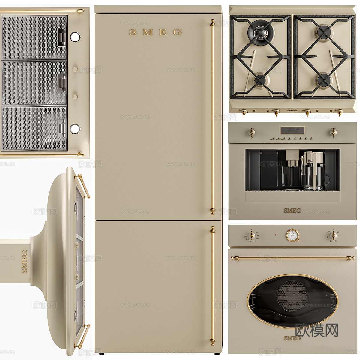 现代奶油风厨房电器3d模型