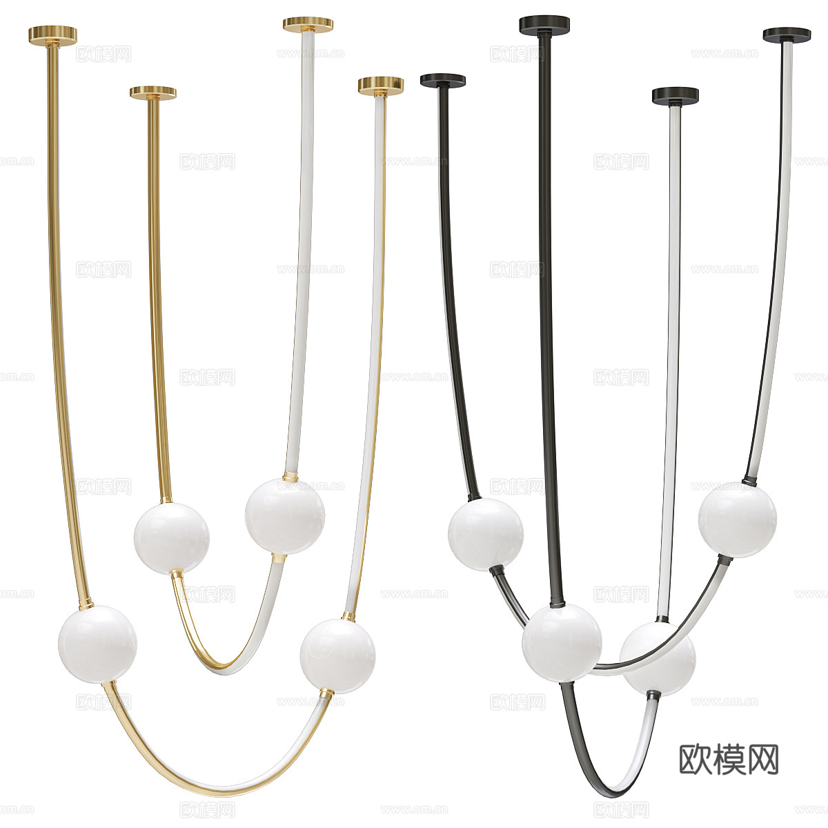 现代意式轻奢线性装饰吊灯3d模型