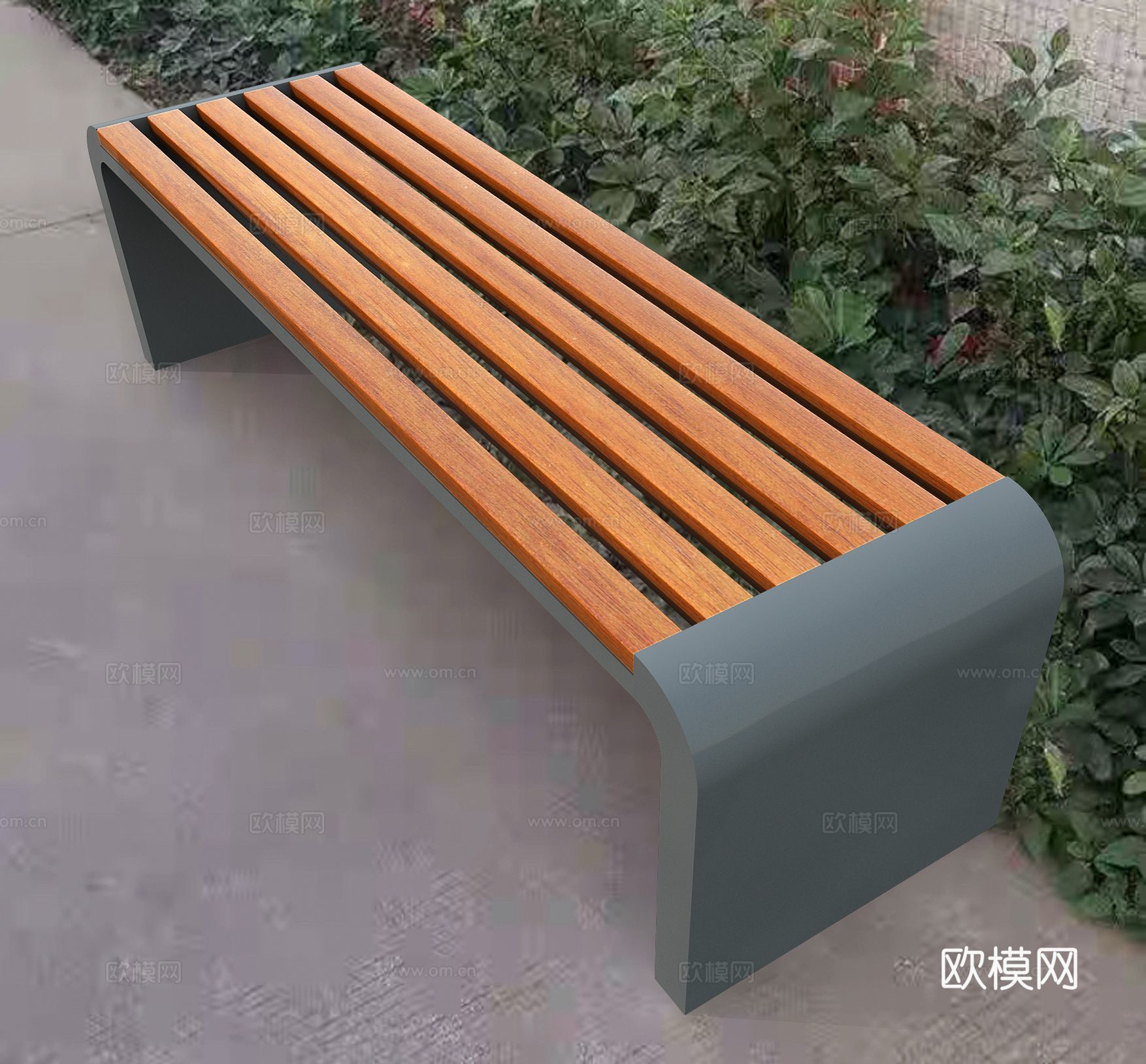 现代公园椅户外长条凳3d模型