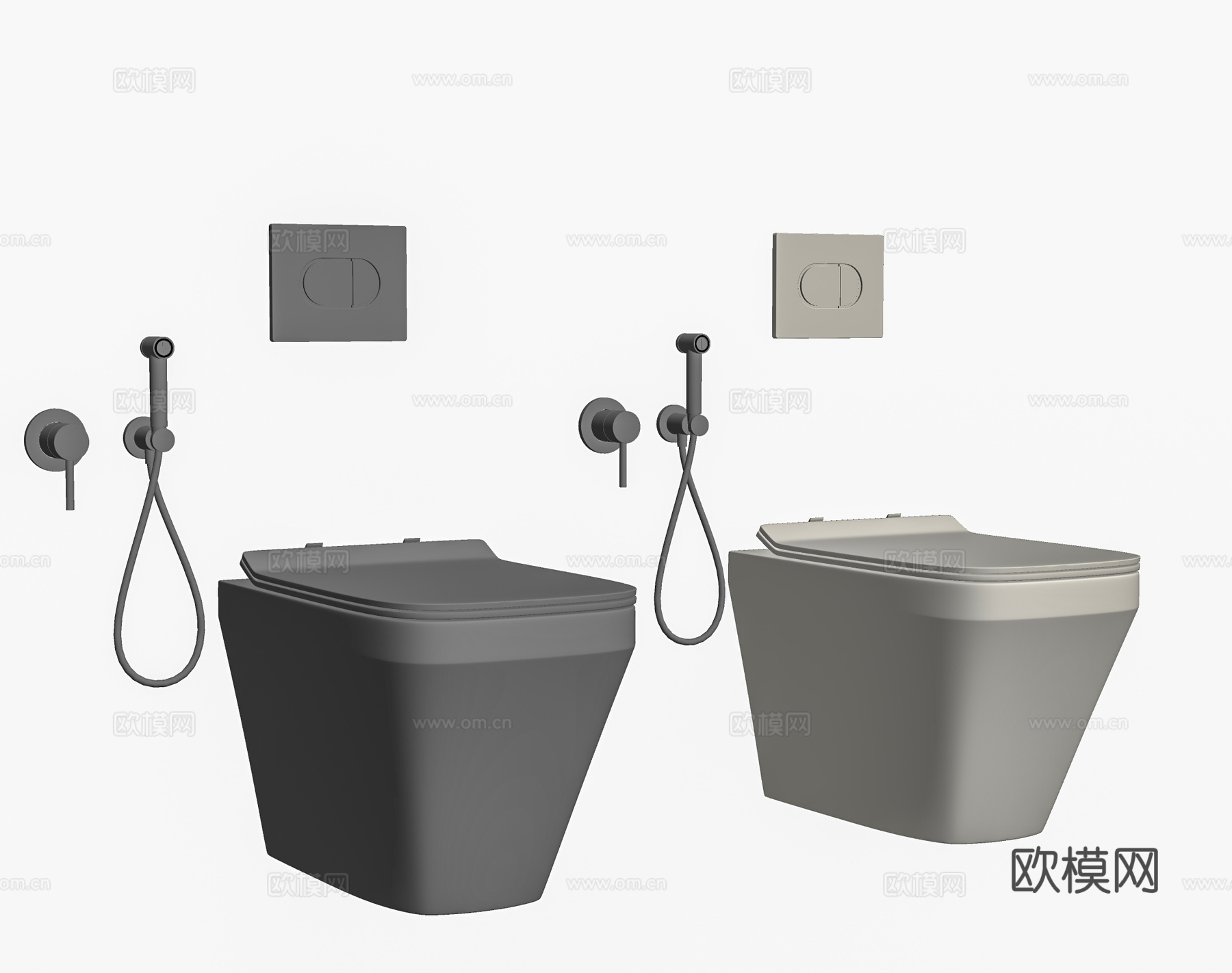 现代壁挂式马桶 智能马桶 坐便器su模型
