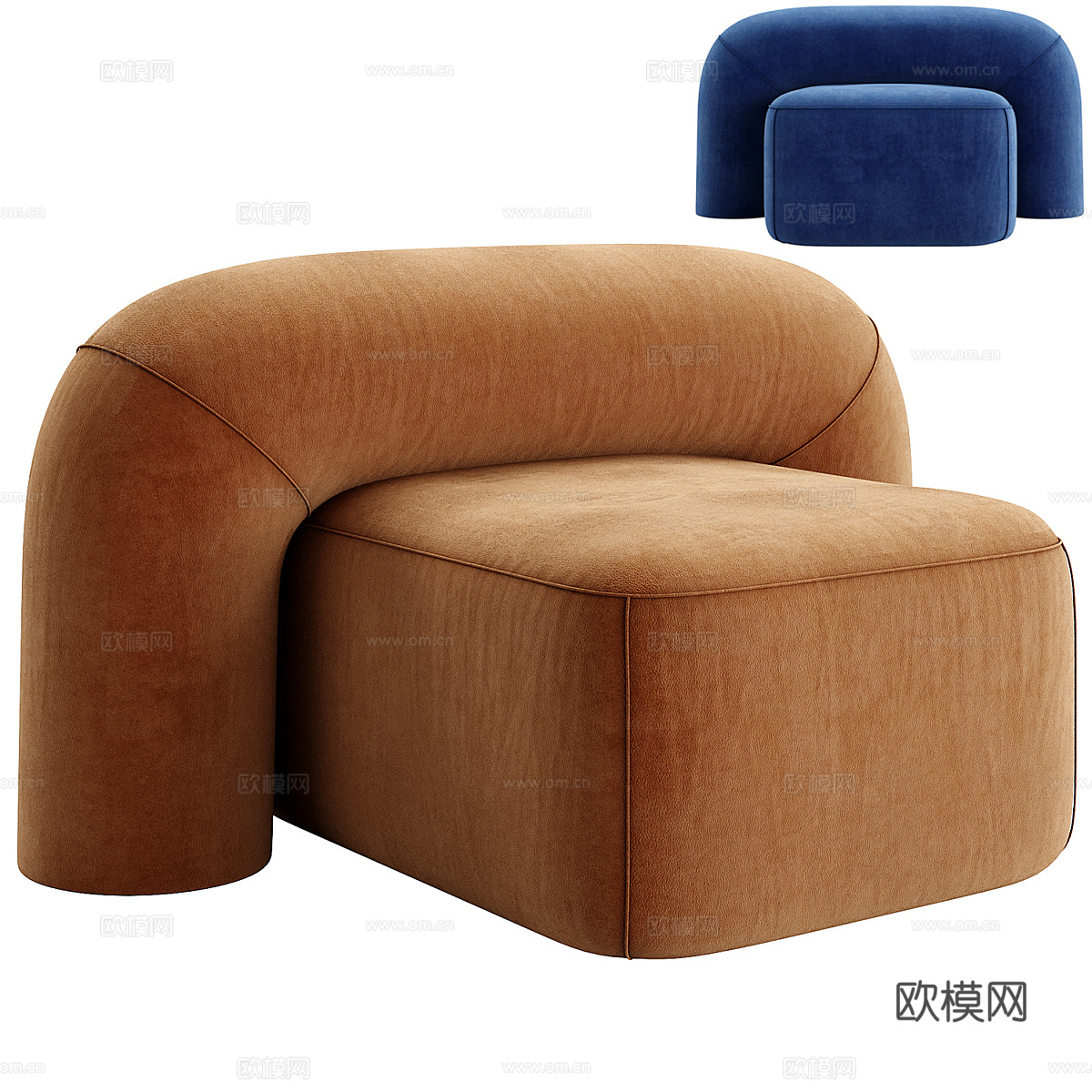 现代奶油风 MOSS 扶手椅3d模型