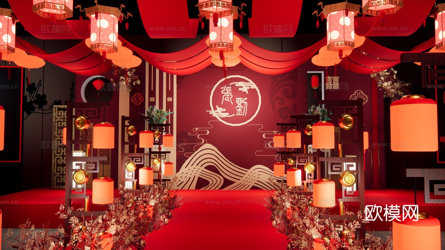 新中式婚礼现场 婚礼美陈su模型
