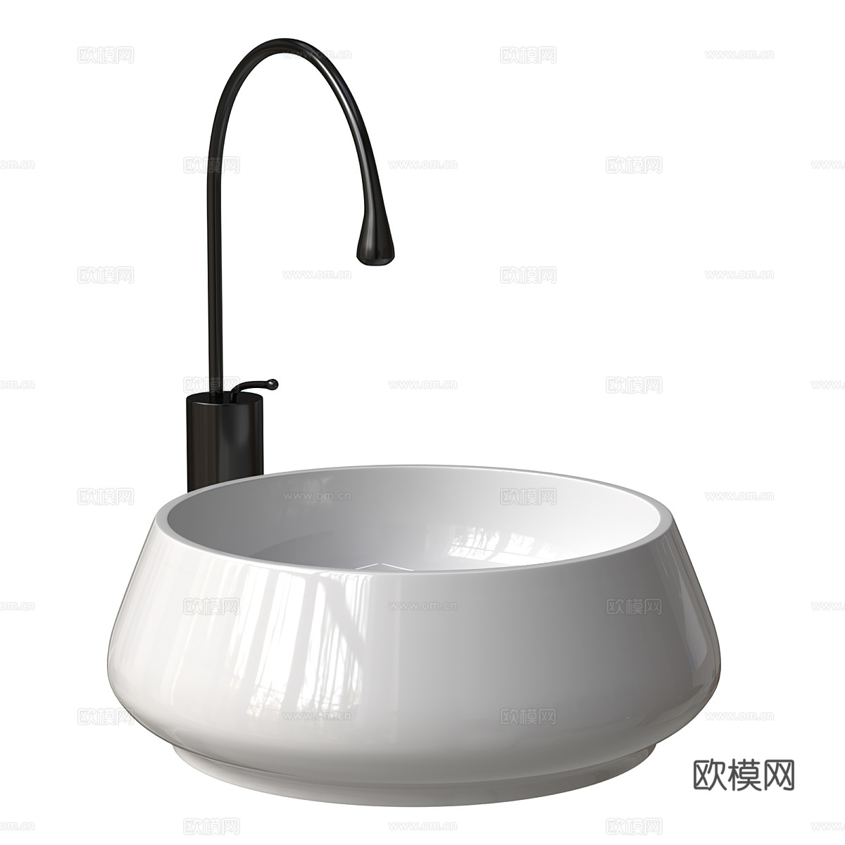 现代意式极简圆形陶瓷台盆3d模型
