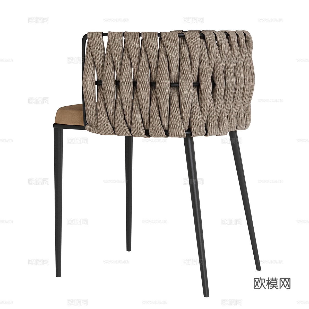 现代意式布艺藤编单椅3d模型
