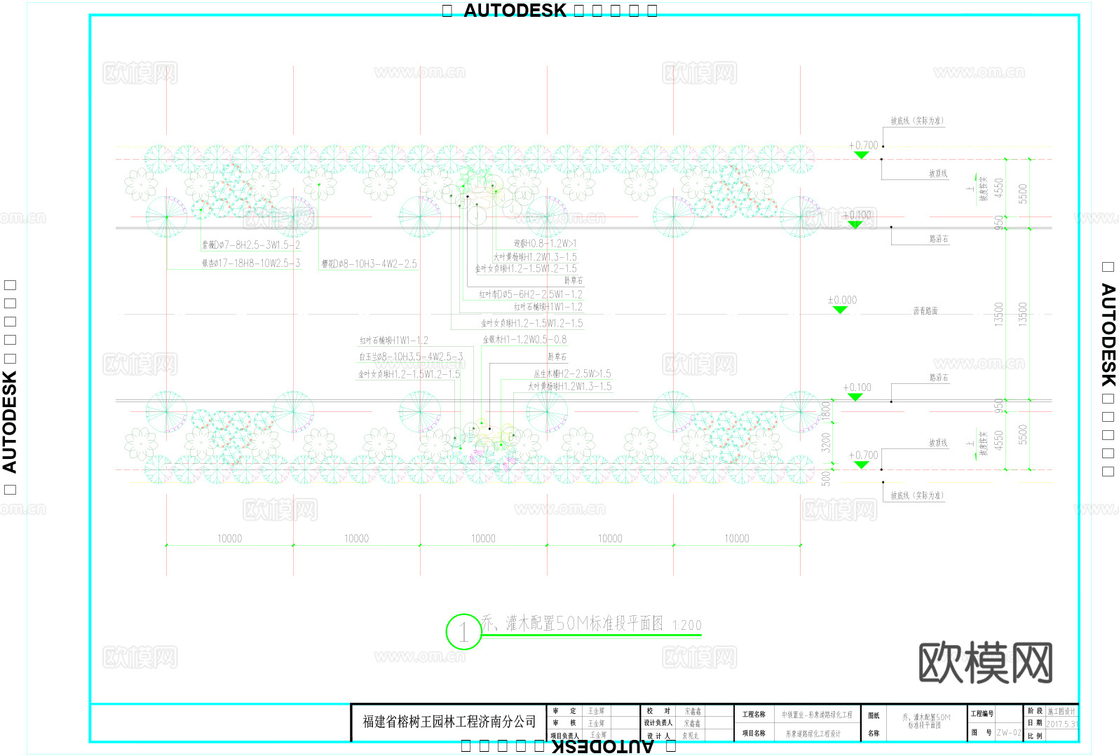 市政道路绿化  绿化设计  绿化工程 植物配置 方案+施工图cad施工图