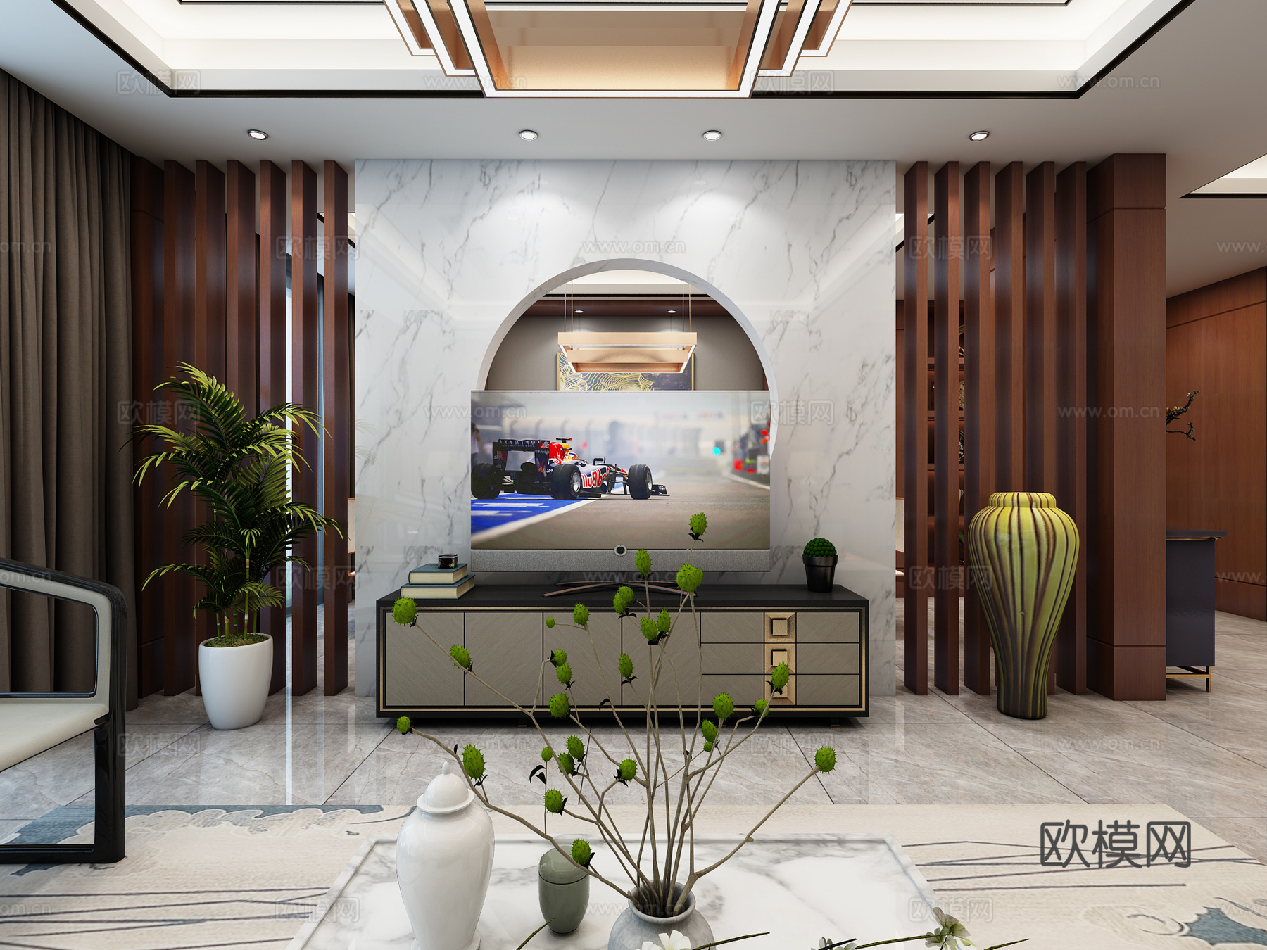现代港式客餐厅门厅早餐厅吧台3d模型
