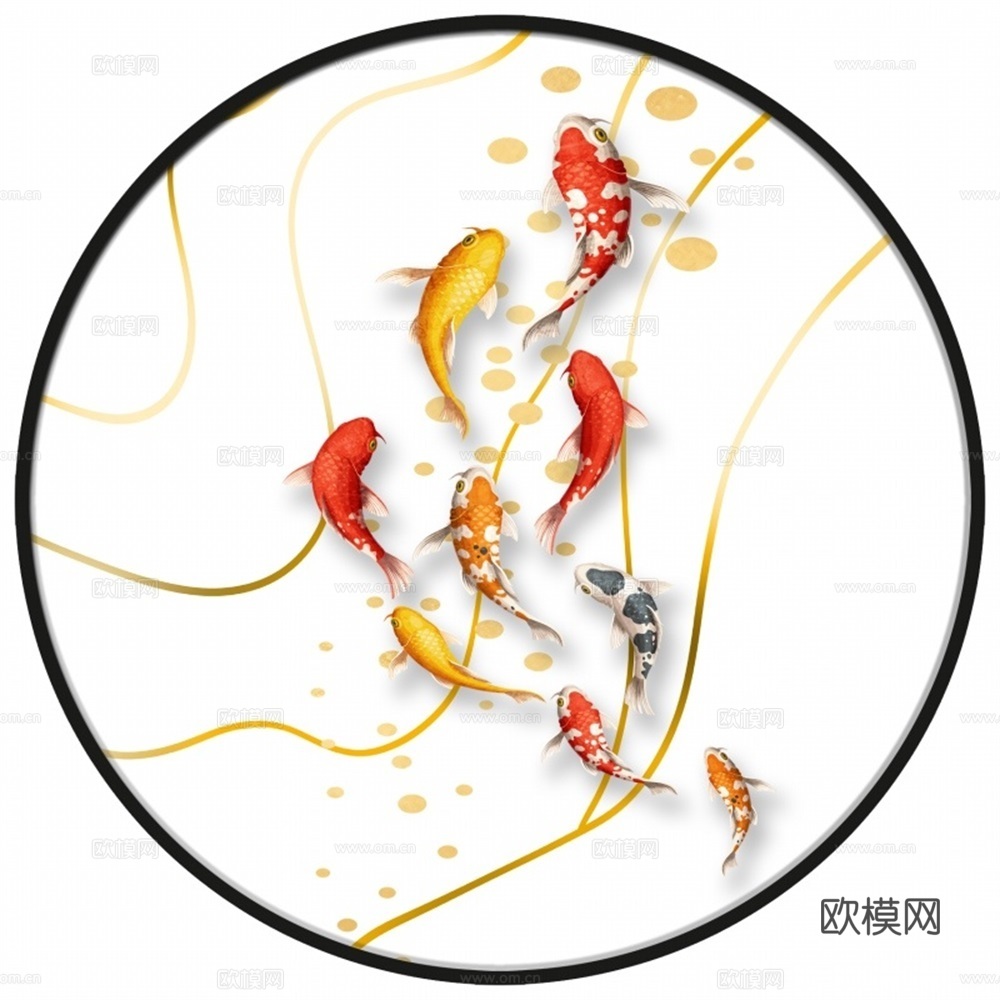 新中式圆形装饰画壁画