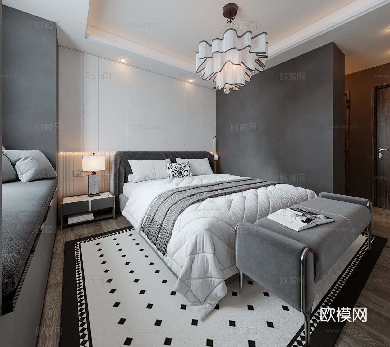 法式卧室免费3d模型下载（渲染图1）